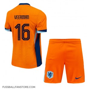 Niederlande Joey Veerman #16 Replik Heimtrikot Kinder EM 2024 Kurzarm (+ Kurze Hosen)